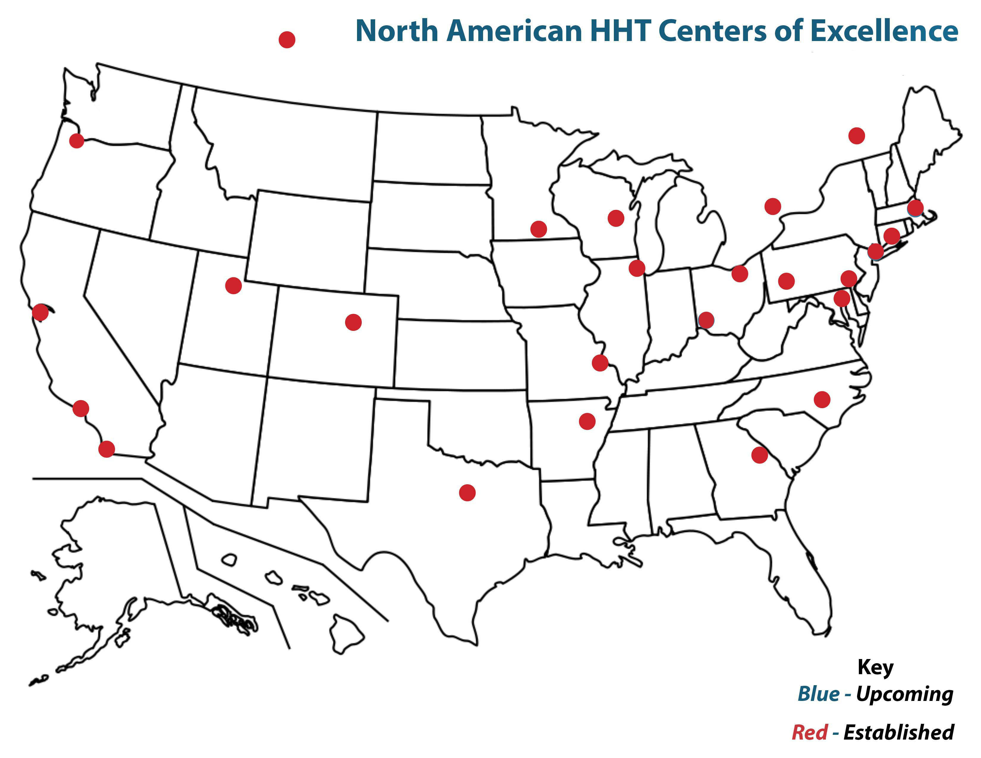 HHT Centers North America map