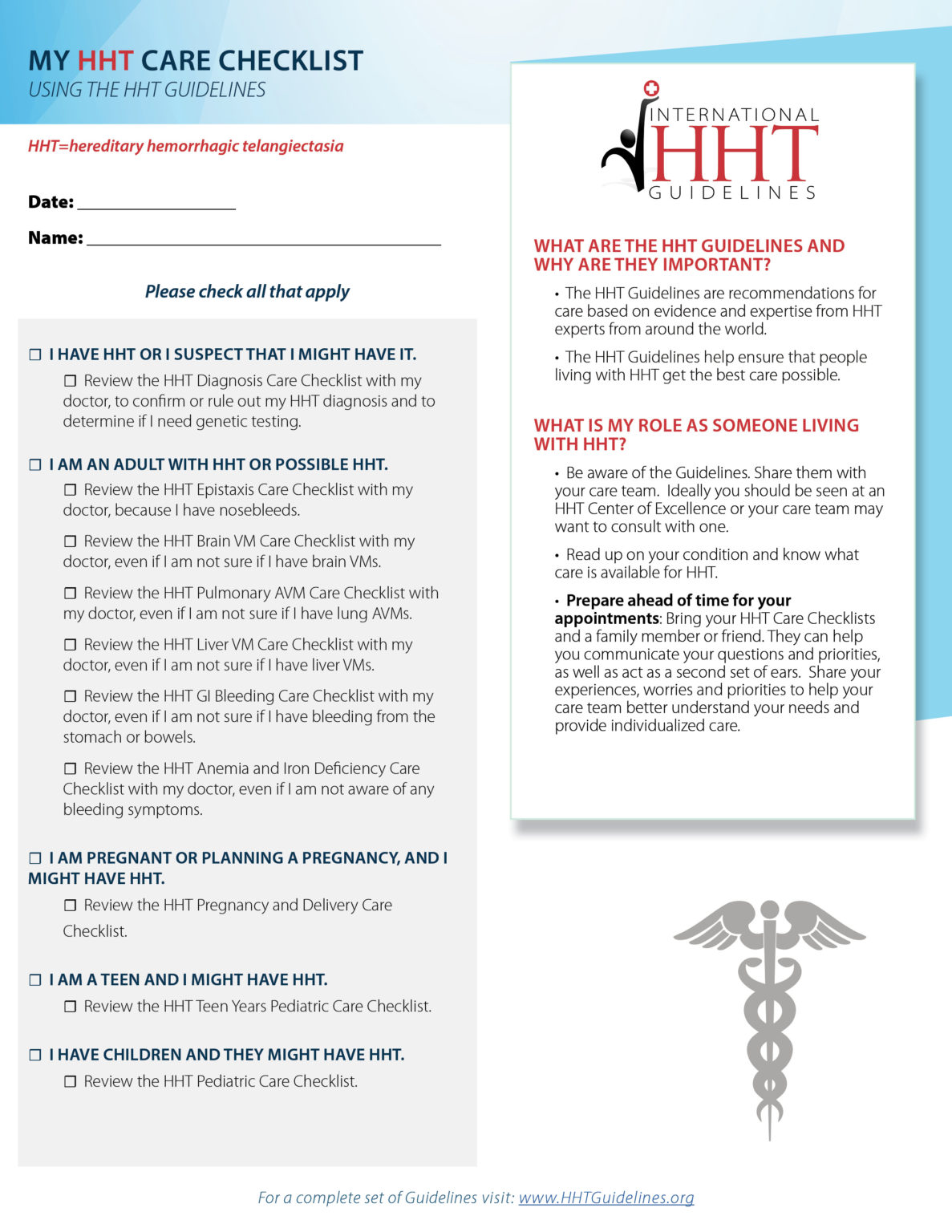 My HHT Care Checklist - CureHHT