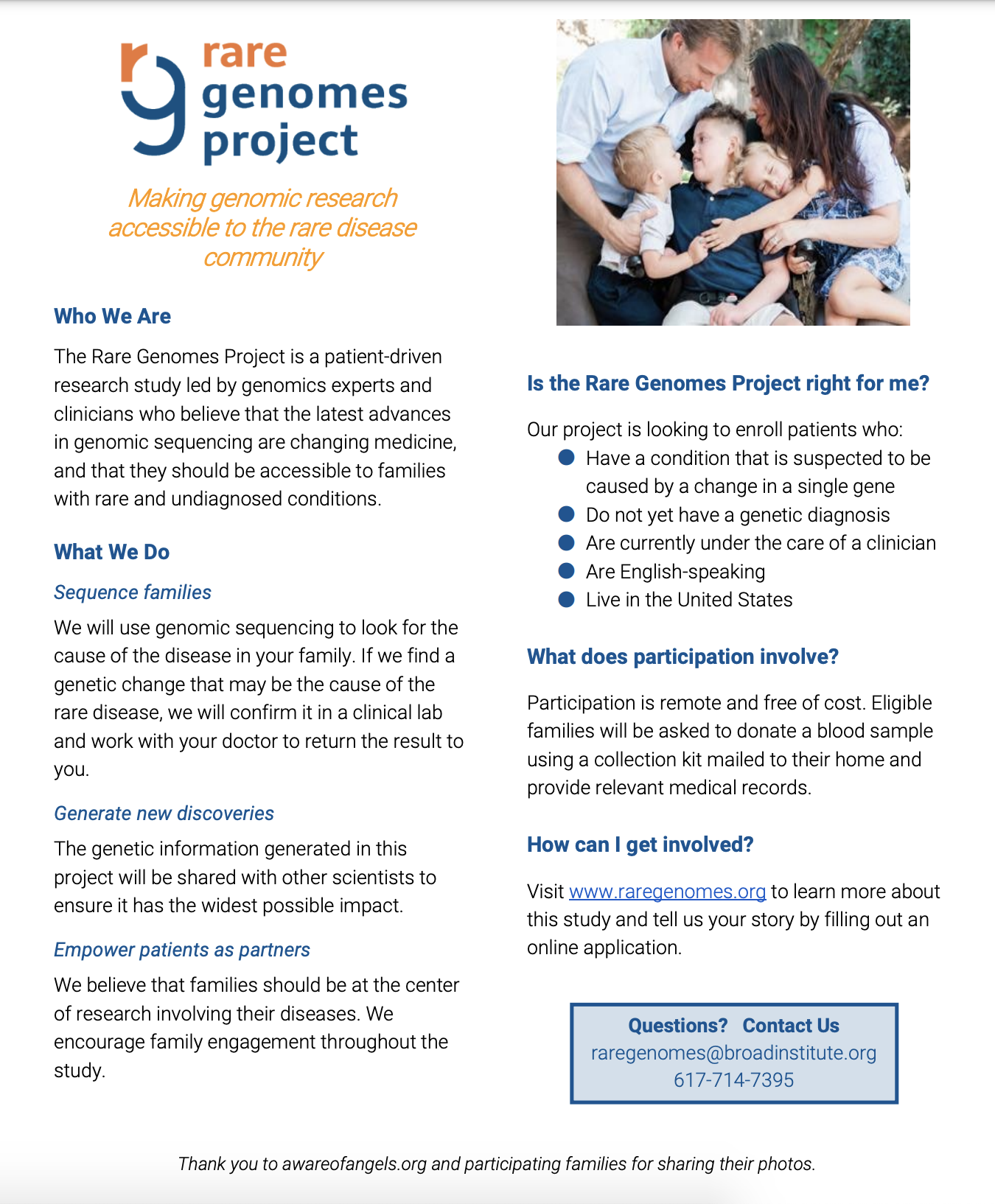 View the Rare Genomes Project Family Flyer