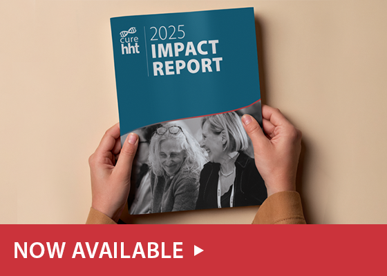 Hands holding the Cure HHT Impact Report