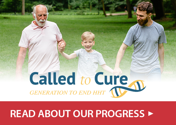 Called to Cure, the generation to end HHT, with three generations walking in a park