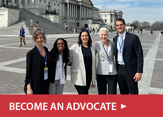 Become an advocate, with five people standing outside the US Capitol