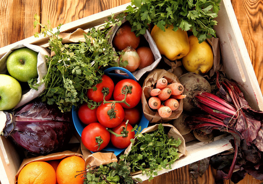 Fruits And Vegetables Fruits And Vegetables in wooden box